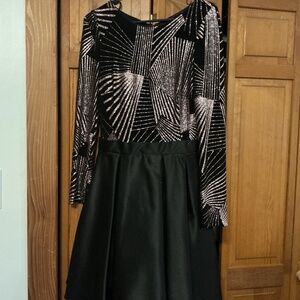 Betsy & Adam Geo-Glitter Fit & Flare Dress - ladies 8